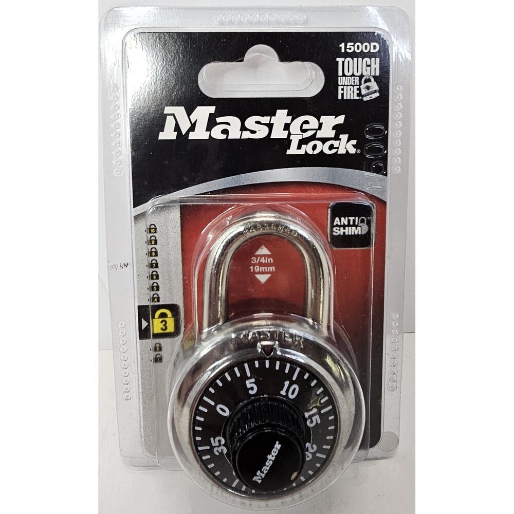 Combination Master Lock‎ 1500D Padlock For Lockers 3/4" with Anti-Shim 1716M